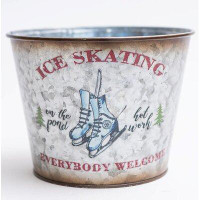 Gracie Oaks Silver "Ice Skating Everybody Welcome" Planter