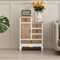 August Grove 30" Tall Wood 5-Drawer Accent Cabinet In Natural