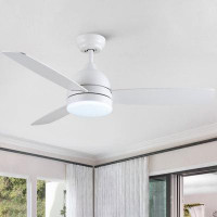 Ivy Bronx Smart 48 In. Integrated LED Balck Ceiling Fan With Remote Contorl And Plywood Blades