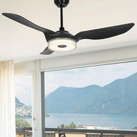 Latitude Run® 52'' LED Smart Propeller Ceiling Fan with Remote Control and Light Kit Included