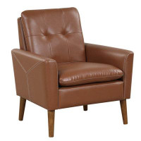 NEWNICY PU Leather Accent Chair With Solid Wood Legs