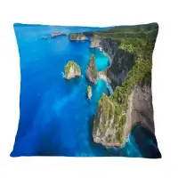 East Urban Home Aerial View Of Tropical Beach II - Nautical & Coastal Printed Throw Pillow
