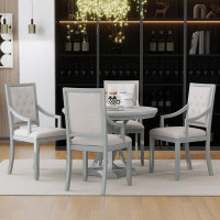Farm on table Dining Set Extendable Round Table and 4 Chairs for Kitchen Dining Room