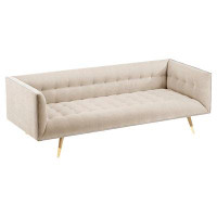 Marie Burgos Design Dust Tuxedo 63'' Upholstered Sofa with Polished Brass Feet