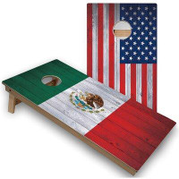 Skip's Garage Mexico & USA Flag Cornhole Boards With Case & Lights