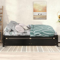 Wildon Home® Minimalist Design Twin Size Wooden Platform Bed Frame With Two Drawers On Wheels, For Bedroom Use