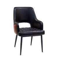 ERF, Inc. Black Steel Armchair With Black Vinyl Seat