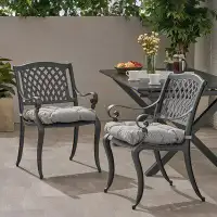 Fleur De Lis Living Pillager Outdoor Dining Armchairs with Cushions
