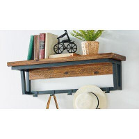 The Twillery Co. Sturminster Rustic Wooden Metal Wall Mounted Coat Rack With 5 Hooks