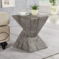 Millwood Pines Concrete Stool End Table, 13.2D x 13.2W x 17H in, Light Grey