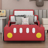 Ivy Bronx Twin Size Race Car-Shaped Platform Bed With Wheels