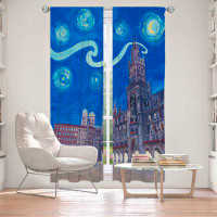East Urban Home Lined Window Curtains 2-panel Set for Window Size by Markus - Starry Night Munich Church