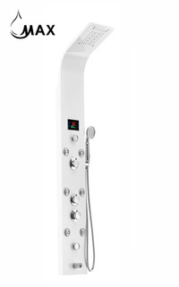 Rainfall Shower Panel System 6 Function with 8 Massage Jets and Handheld White Finish