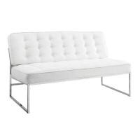 Mercer41 57.5" Faux Leather Armless Loveseat