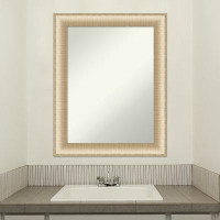 Everly Quinn Elegant Brushed Honey Bathroom Vanity Non-Beveled Wall Mirror