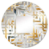 Design Art Royal Gilded Ikat Reverie Celebrate - Maze Decorative Mirror Circle