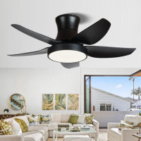 Wrought Studio 42 Inch Ceiling Fan With LED Lights(Black)
