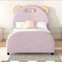 Zoomie Kids Full Size Platform Bed with Bear-Shaped Headboard and Embedded Light Stripe