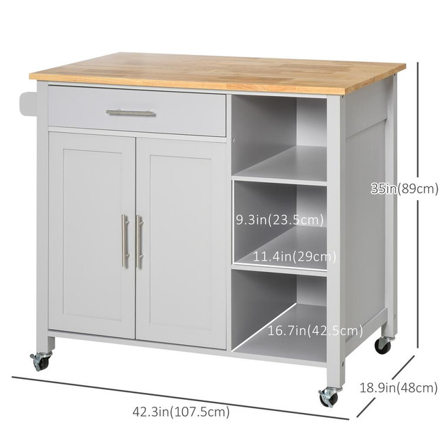 Kitchen Cart 42.25" x 19" x 35" Gray in Kitchen & Dining Wares - Image 3