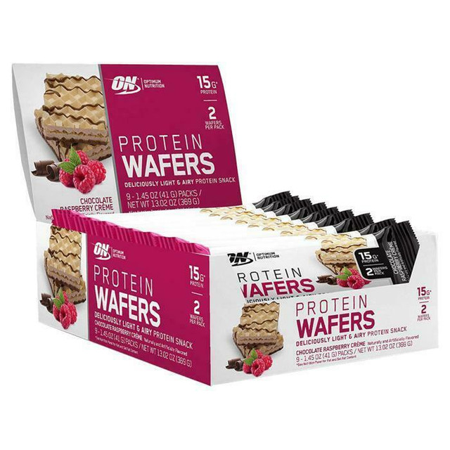 OPTIMUM NUTRITION ON PROTEIN WAFERS LOW SUGAR HIGH PROTEIN - 9 BARS - 9 BARRES *** BOITE / BOX in Health & Special Needs