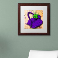 Trademark Fine Art 'Flower Purse Green on Purple' by Roderick Stevens Framed Graphic Art