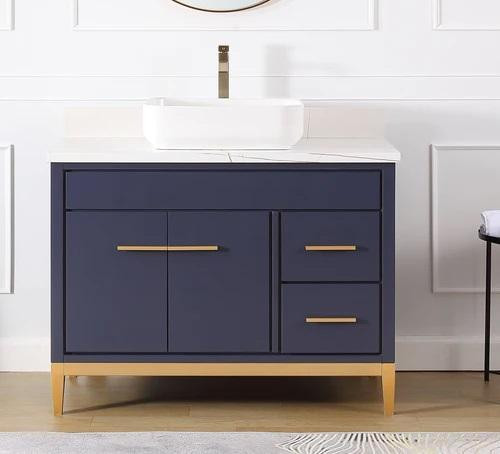 36, 42 & 60 Inch Navy Blue Finished Vanity with Quartz Top - Quartz Top w Vessel or NO Top  CFF in Cabinets & Countertops - Image 4