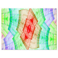 Made in Canada - Design Art Light Red and Green Flower Grid Graphic Art on Wrapped Canvas