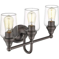 August Grove 3-Lights Farmhouse Vanity Light In Oil Rubbed Bronze Finish With Clear Glass