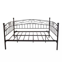 Red Barrel Studio Metal Daybed Frame Multifunctional Mattress Foundation/Bed Sofa With Headboard, Twin, Black