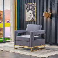 TORREFLEL Modern Velvet Accent Chair, Elegant Armchair With Stainless Steel Base
