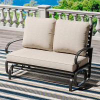 Winston Porter Balderston 51'' Wide Outdoor Rectangle Loveseat with Cushions