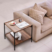 17 Stories Rustic Square Coffee Table - Double-Layer Design, Multifunctional, Scandinavian Style