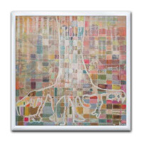 East Urban Home White Tree On Colourful Grid I White Tree On Colourful Grid I - Picture Frame Print on Canvas