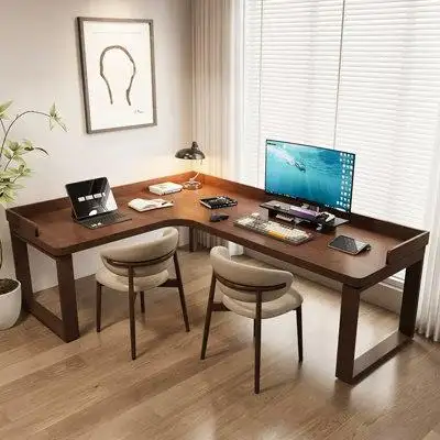 WONERD 78.74" Nut-brown L-shape Solid Wood desks