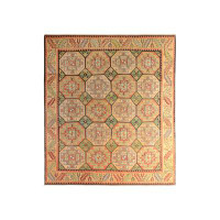 Rug & Kilim Handwoven Vintage Kilim Rug In Beige Green And Red All Over Geometric Pattern