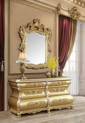 Holiday Sale Seville E-King Bed- Tan PU  Gold Finish - Hollow Carving &amp; Padded Headboard ( Bed Only, 3, 4 or 5 Pi ) in Beds & Mattresses - Image 4