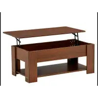 MR HOMCOM 39" Lift Top Coffee Table with Hidden Storage Compartment and Open Shelf, Pop Up Coffee Table WQLY322-W2225P15