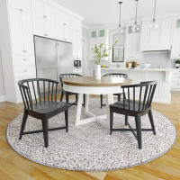 Gracie Oaks 48-66" Round Dining Table And 4 Black Barrel Chairs