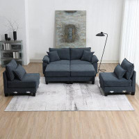 Latitude Run® New Corduroy Modular Sectional Sofa - U-shaped Couch With Armrest Bags - 6 Seat Freely Combinable Sofa Bed
