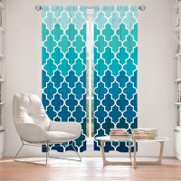 East Urban Home Lined Window Curtains 2-panel Set for Window Size Organic Saturation Aqua Ombre Quatrefoil