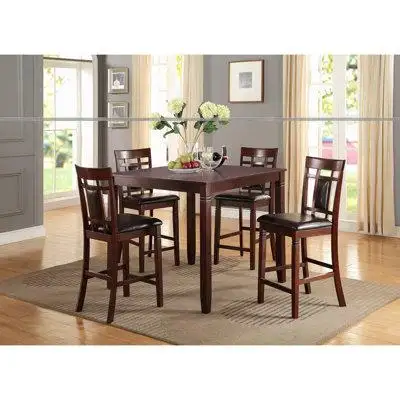 Red Barrel Studio Modern Contemporary 5Pc Counter Height Dining Set, Table With 4X Chairs