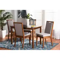Hokku Designs Lefancy Grey Fabric Upholstered and Walnut Brown Finished Wood 5-Piece Dining Set