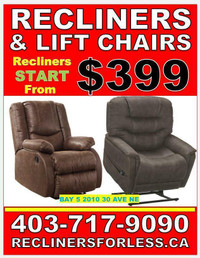 Massive Sale For Recliners And Lift Chairs! Visit Our Store! 403-717-9090! ReclinersForLess.ca