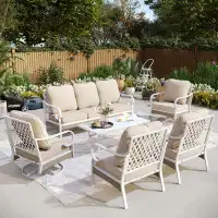 Alphamarts Galyn 7 - Person Outdoor Patio Conversation Set with Swivel Lounge Chairs