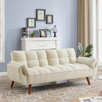 Mercer41 Velvet Sofa Furniture Adjustable Backrest Loveseat