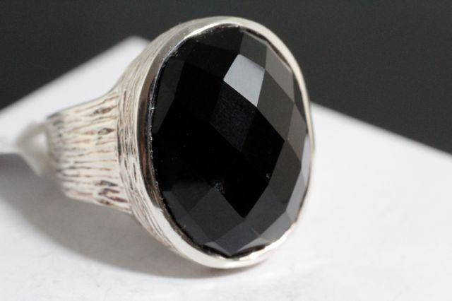 LARGE CUSHION CUT BLACK ONYX & SOLID SILVER RING FOR SALE in Jewellery & Watches in Mississauga / Peel Region