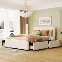 House of Hampton Farryn Queen Size Upholstered Platform Storage Bed with 4 Drawers