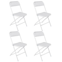 NEW 4 PACK PLASTIC FOLDING CHAIR WHITE 350 LBS 568097