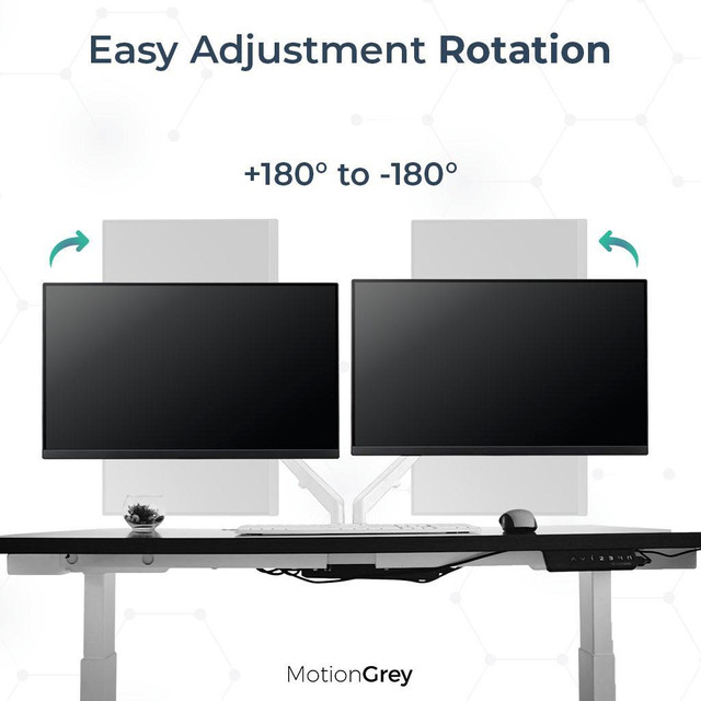 MotionGrey Dual Metal Computer Monitor Arm Stand Universal Vesa Mount Installation for up to 32 inch screen - White Arms in Monitors - Image 4