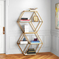 Etta Avenue™ Zeta 64.2" H x 37" W Iron Geometric Bookcase